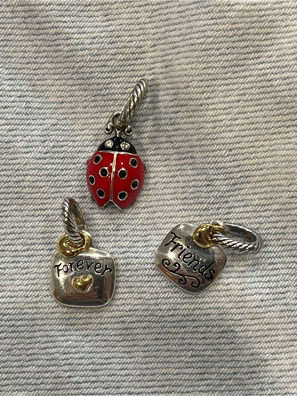 Bright Red Ladybug & Silver Friends Charms by Brighton